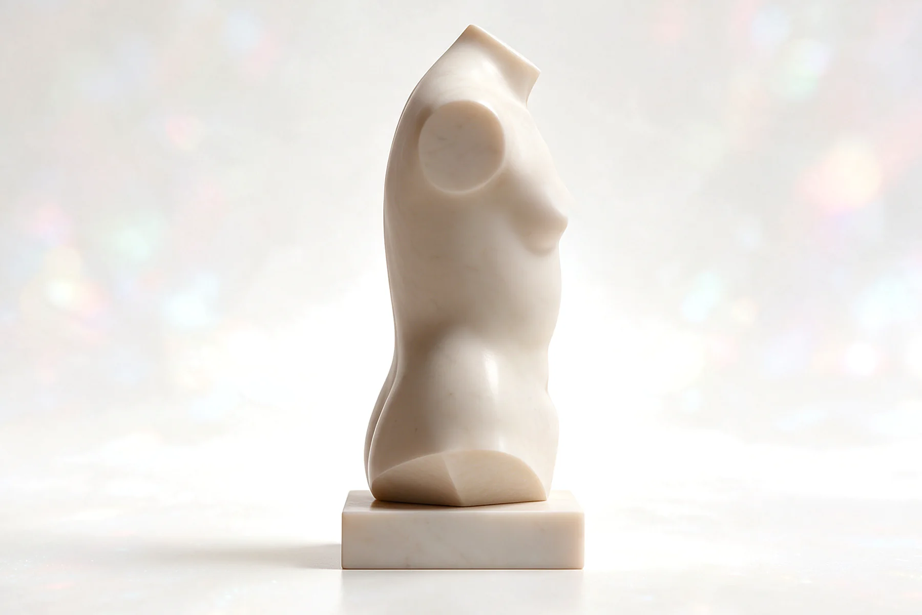 Ilustración en escultura de mármol, vista perfil, para aumento mamario