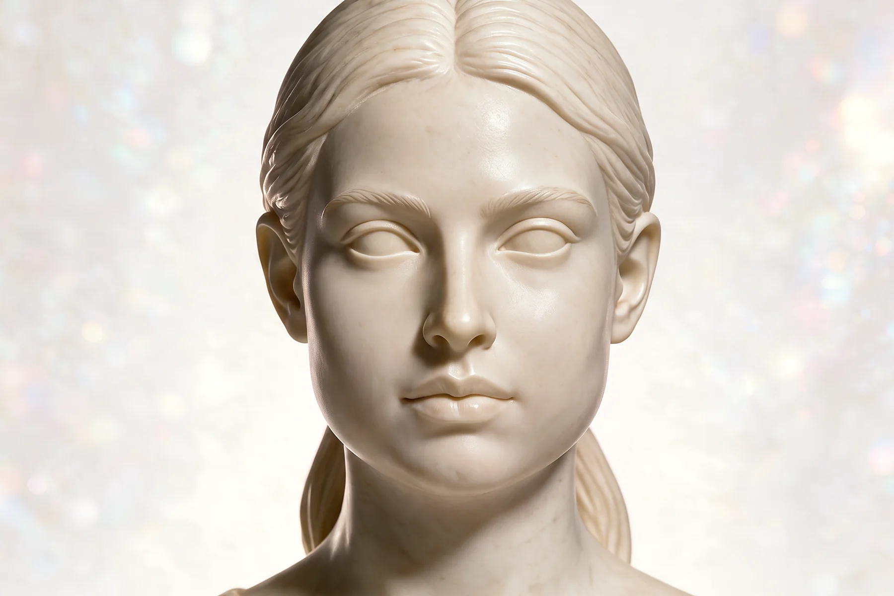 Ilustración en escultura de mármol, vista frente, para bichectomía