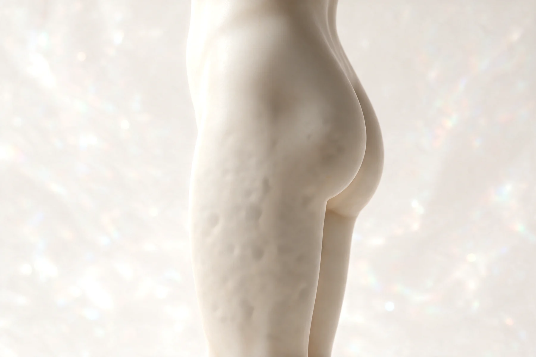 Ilustración en escultura de mármol, vista piernas, para inducción de colágeno