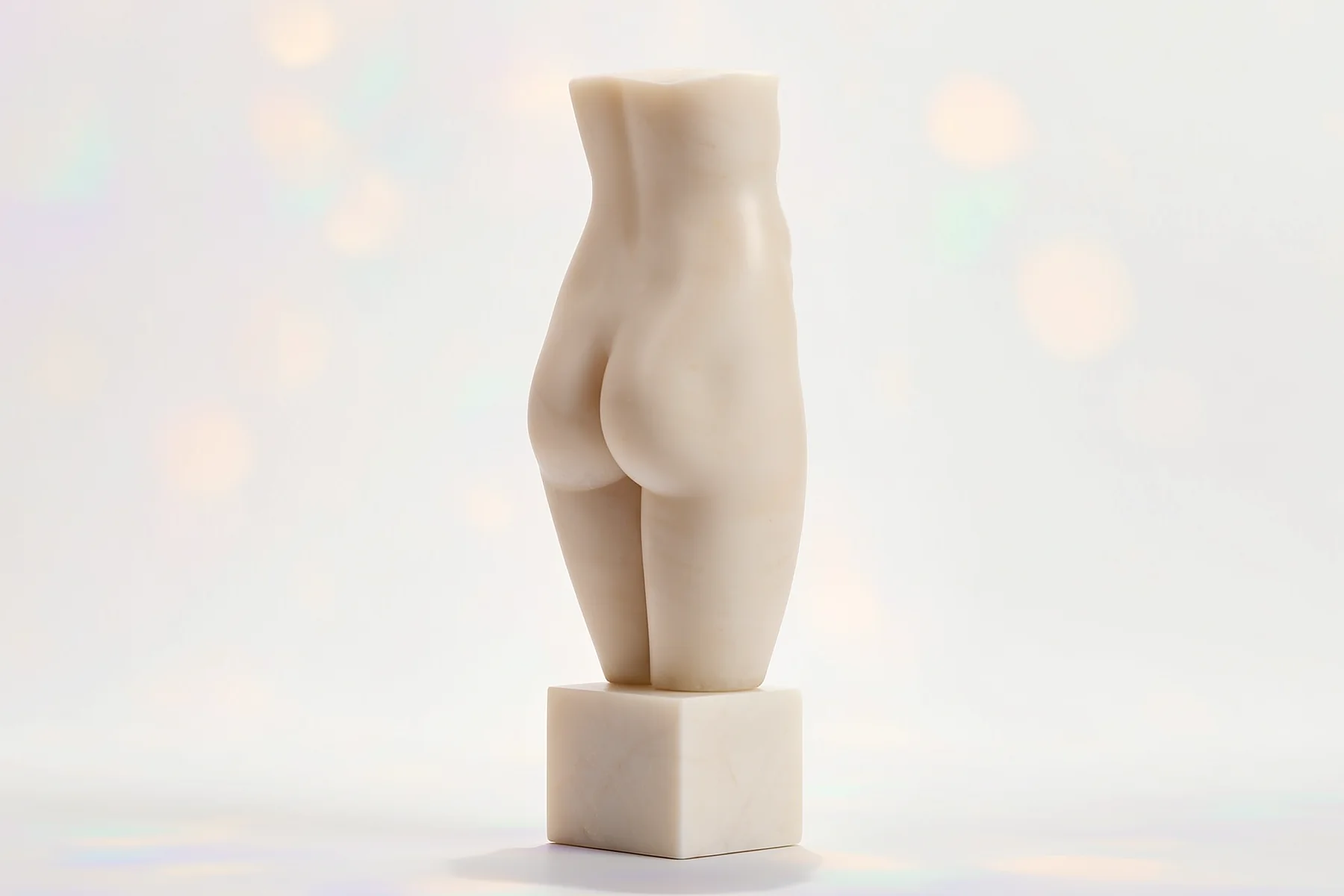 Ilustración en escultura de mármol, vista oblicua 45°, para gluteoplastia