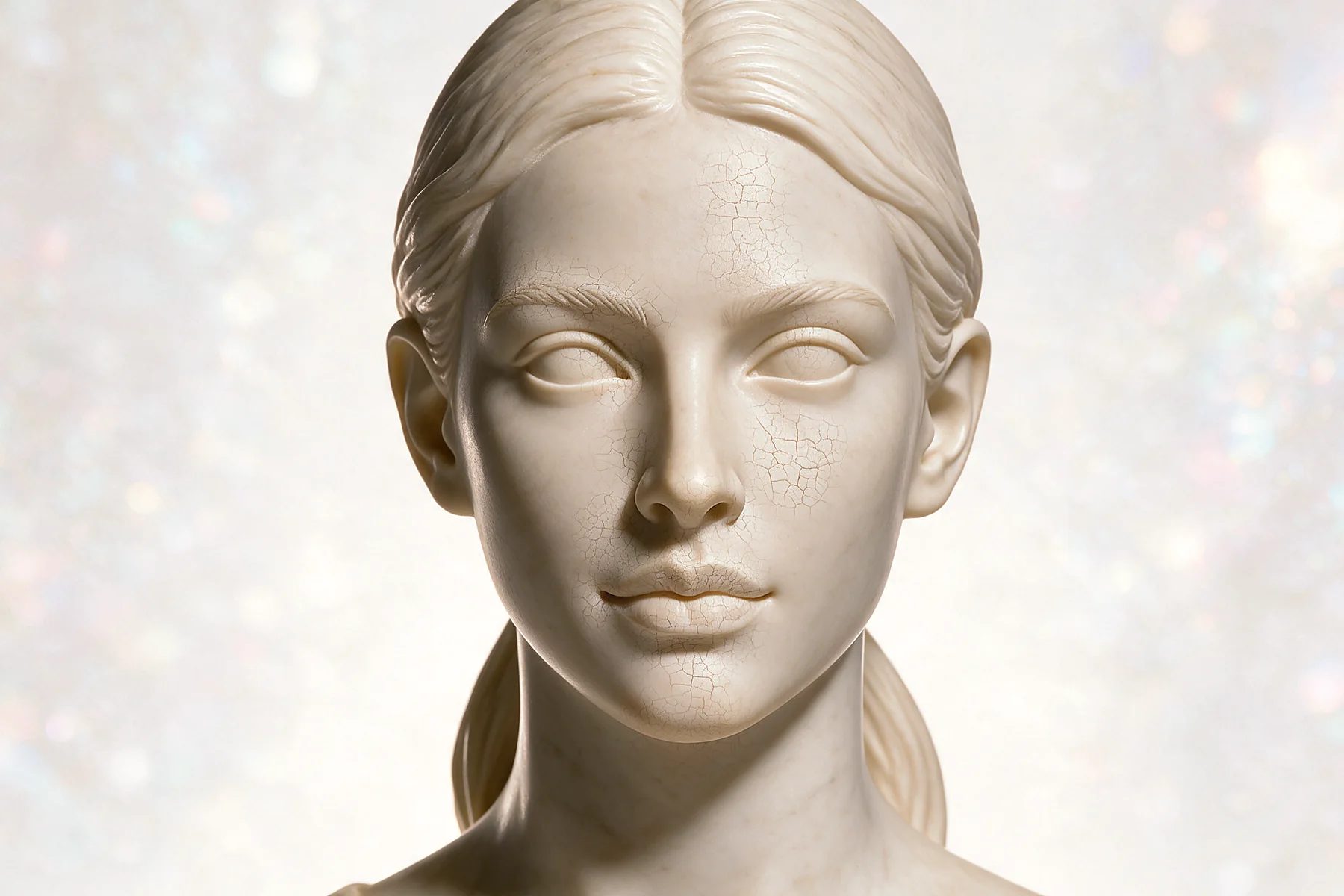 Ilustración en escultura de mármol, vista frente, para hidratación profunda y nctf