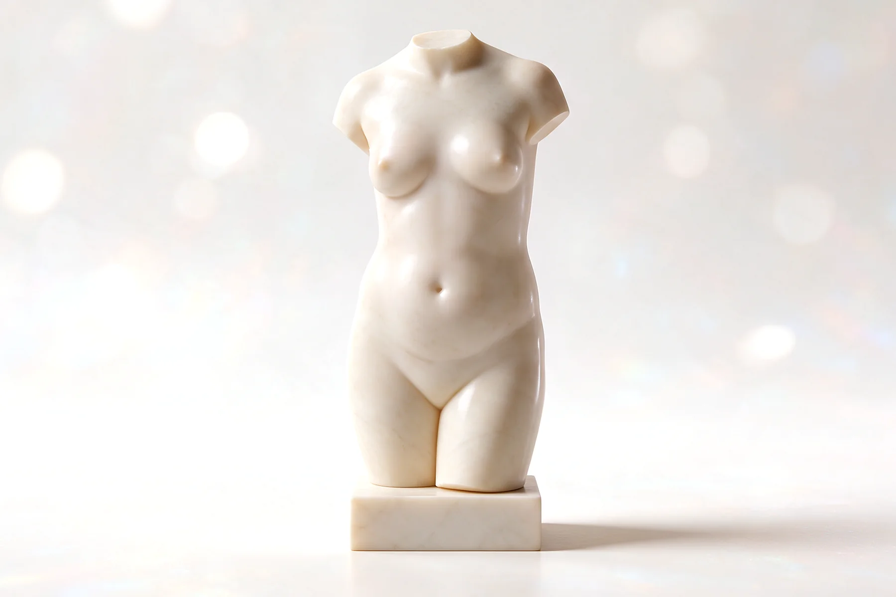 Ilustración en escultura de mármol, vista frente, para lipoescultura de alta definición