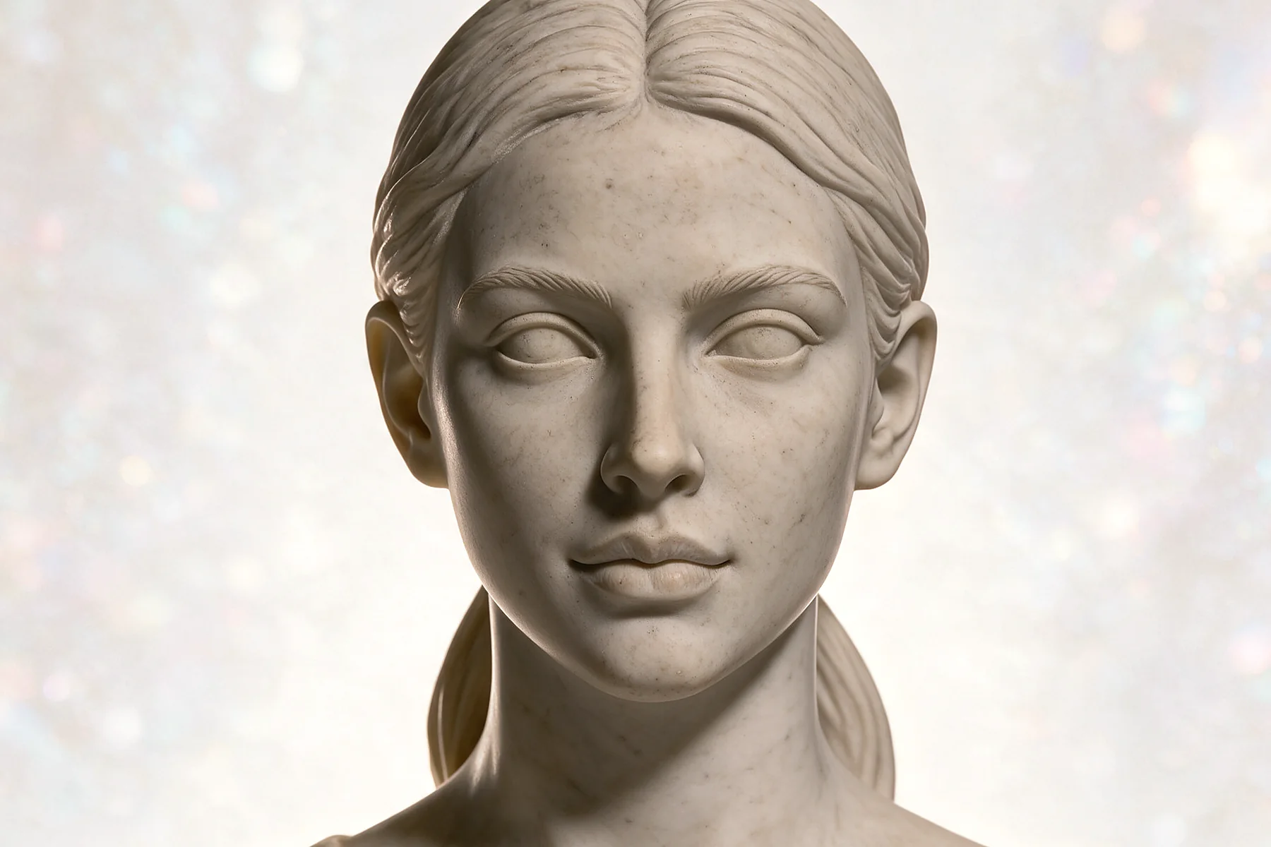 Ilustración en escultura de mármol, vista frente, para prp facial