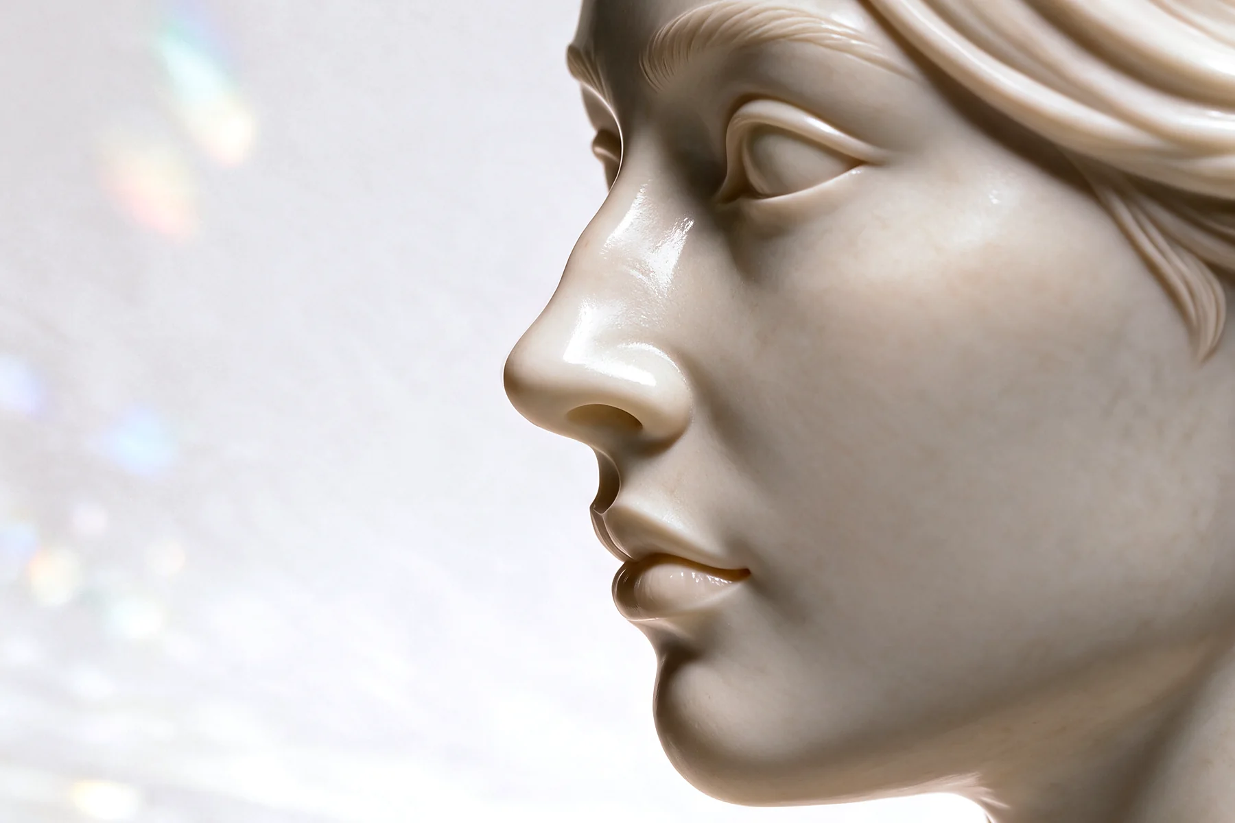 Ilustración en escultura de mármol, vista perfil, para rinomodelación