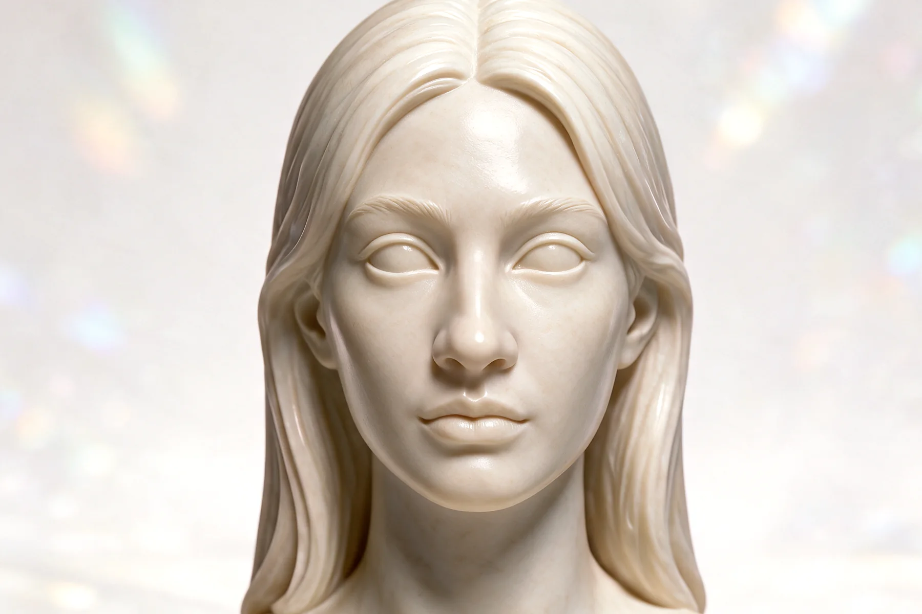 Ilustración en escultura de mármol, vista frente, para rinoplastia