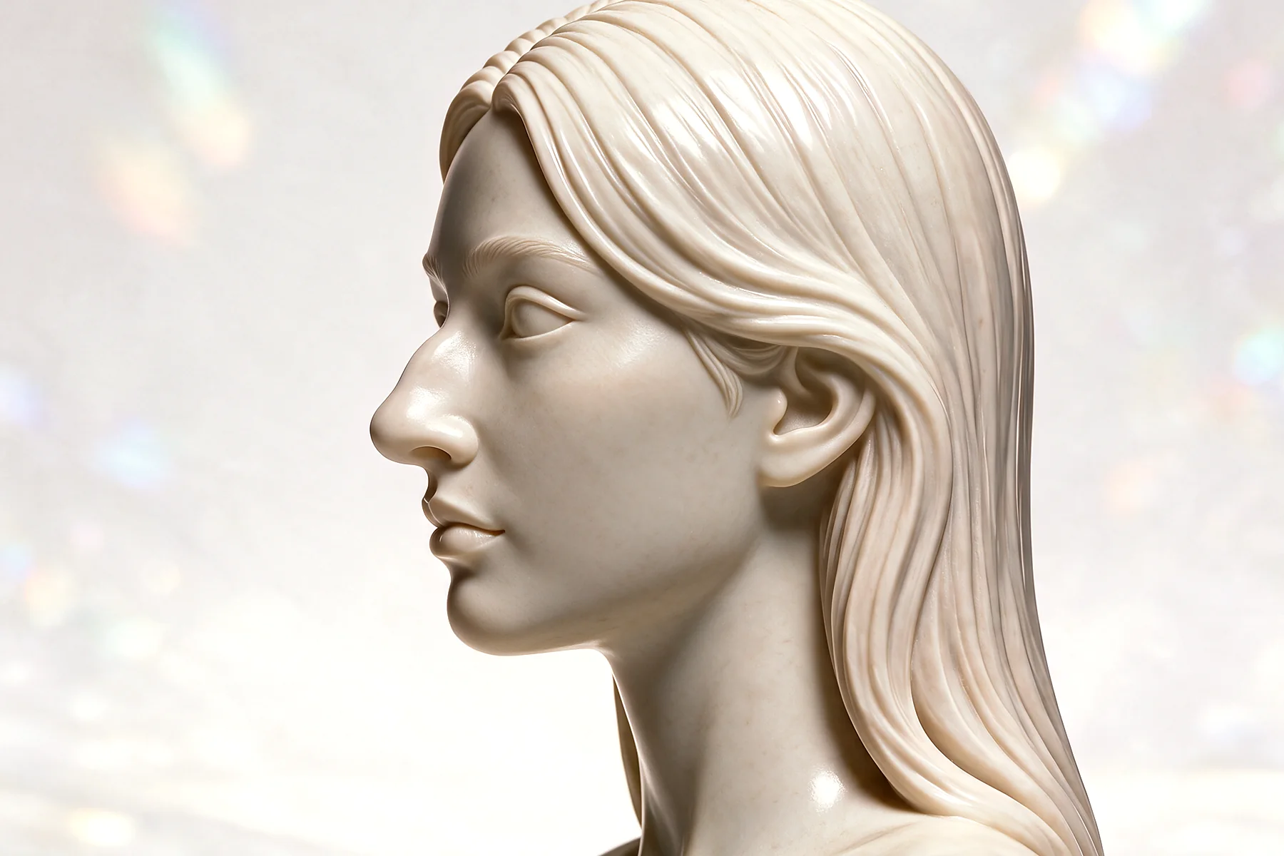 Ilustración en escultura de mármol, vista perfil, para rinoplastia